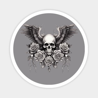 Gothic Angel Wings, Skull, Roses, Grunge Rocker Magnet